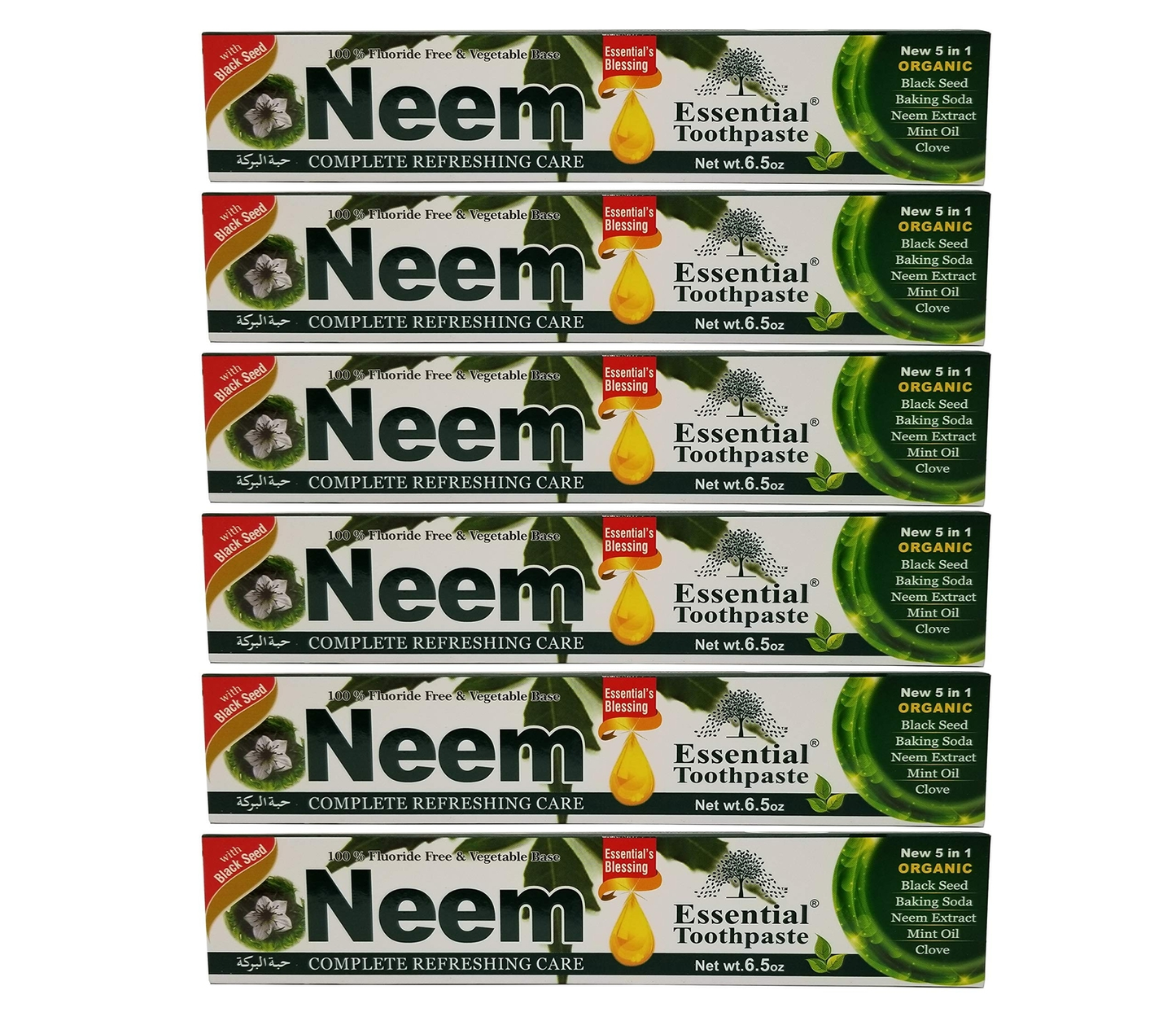 Neem Essential Toothpaste New 5-in-1 Formula 6 Pack Natural Oral Care