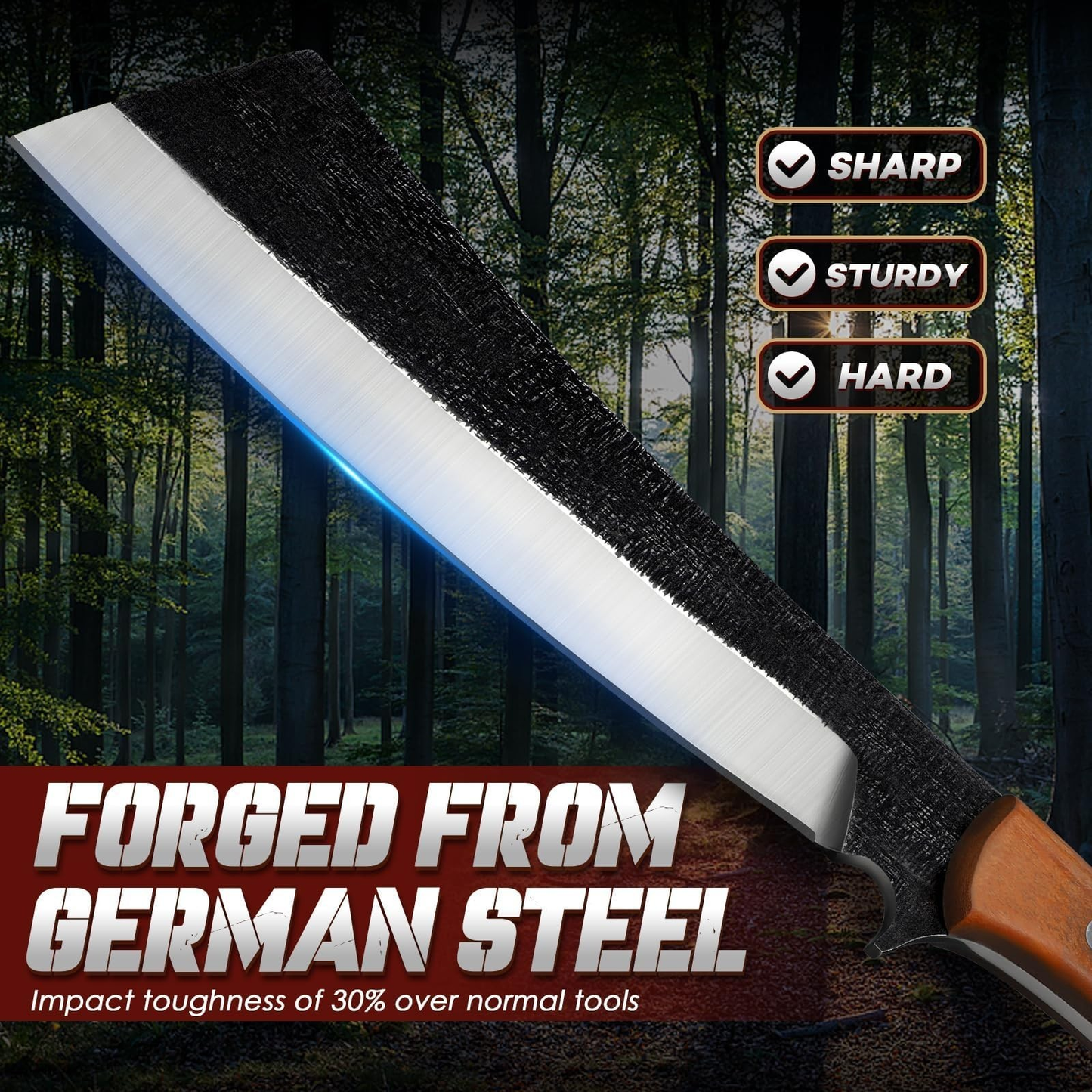 Freelander Japanese Style High Carbon Steel Machete with Red Sandalwood Ergon...