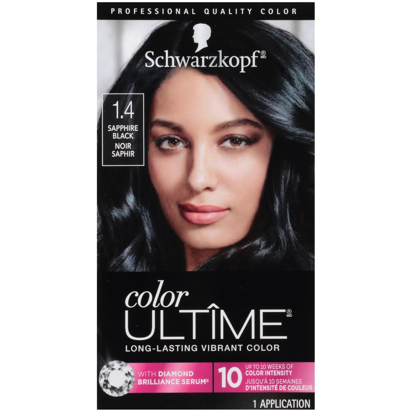 Schwarzkopf Color Ultime Permanent Hair Color Cream, 1.4 Sapphire Black