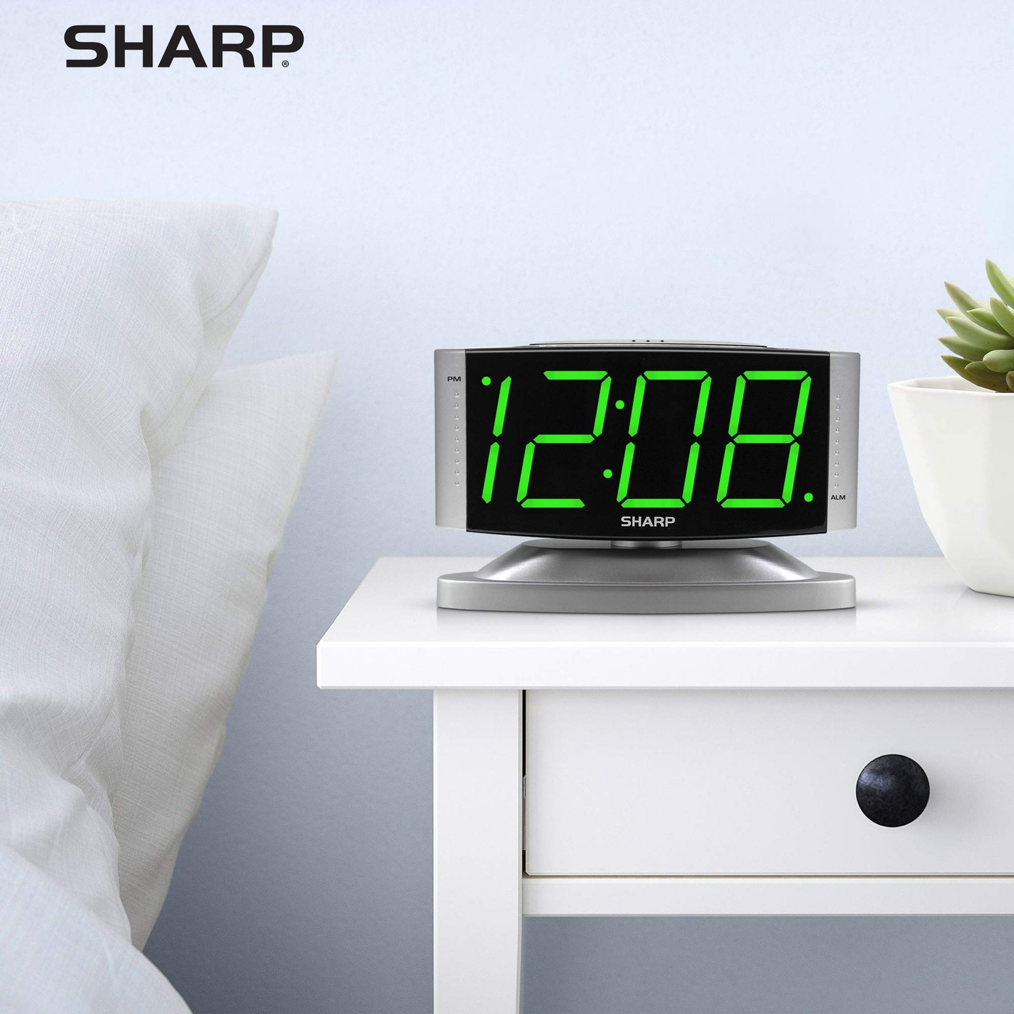 SHARP Home LED Digital Alarm Clock with Swivel Base Outlet Powered Easy Read Display Free shipping