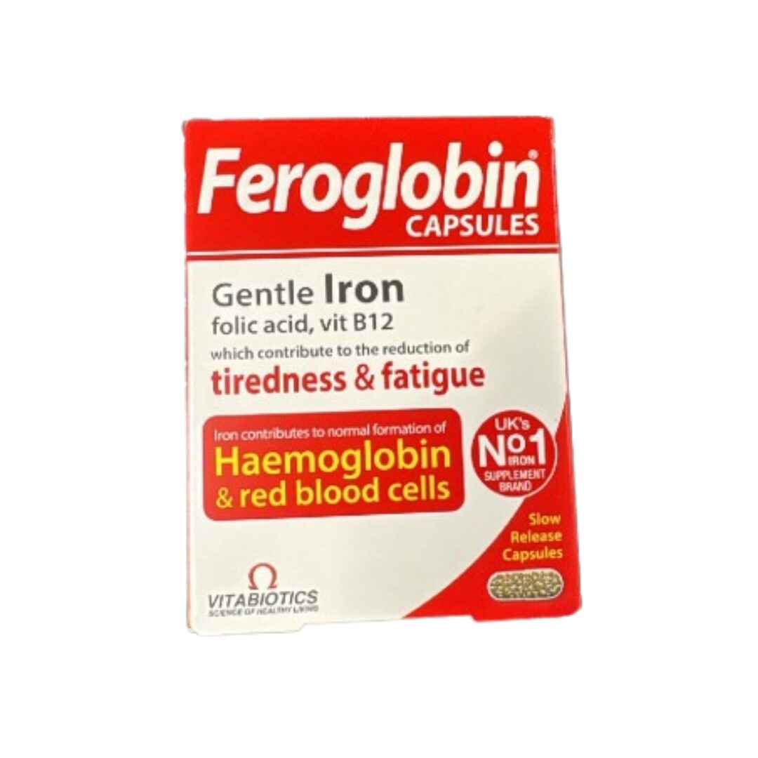 Vitabiotics Feroglobin 30 Capsules Pack of 6 from UK – Gentle Iron Supplement – Free Shipping