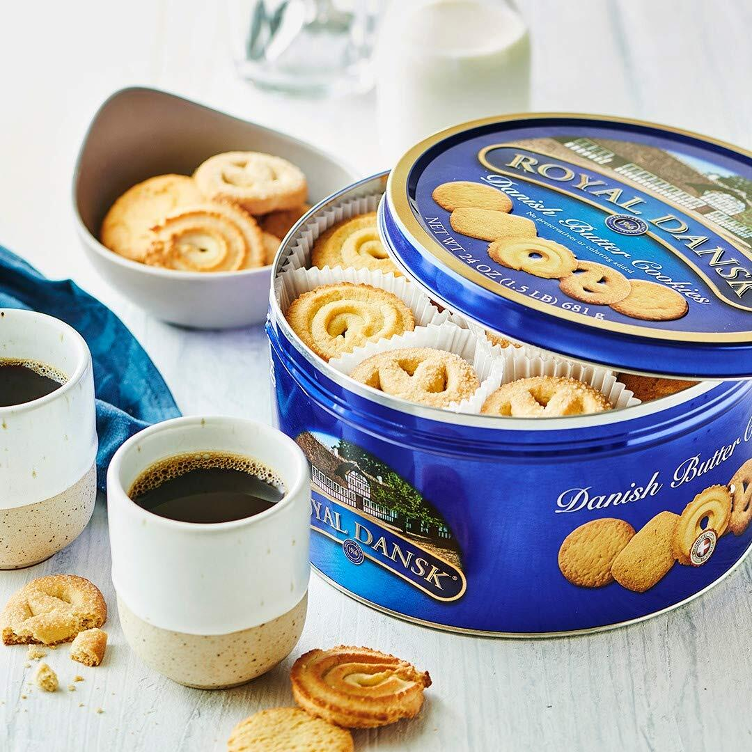Royal Dansk Danish Butter Cookies Assorted Shapes 24 oz | Classic Cookie Tin | Free Shipping