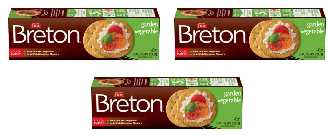 Dare Breton Garden Vegetable Crackers 200g (3 Pack) | Baked Vegetable Crackers Free shipping