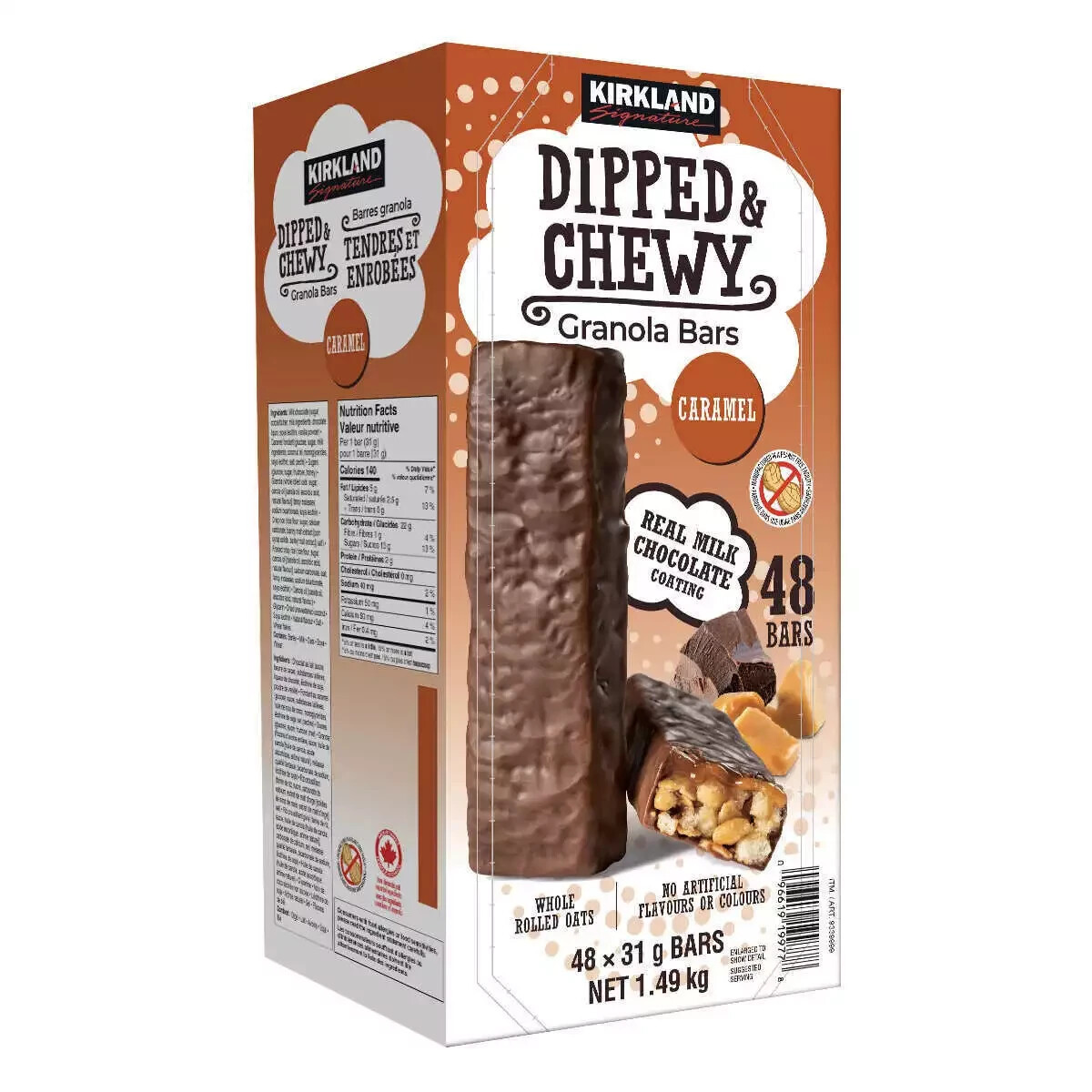 Kirkland Signature Dipped and Chewy Caramel Bars, 48 Bars, 1.49kg, FREE SHIPPING