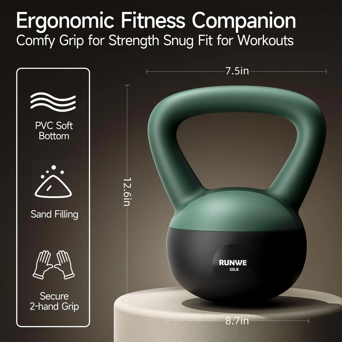Soft Kettlebell Set 5-25 lb | Sand-Filled Anti-Slip Weights | Home Gym Strength Training | FREE SHIPPING 💪🏋️
