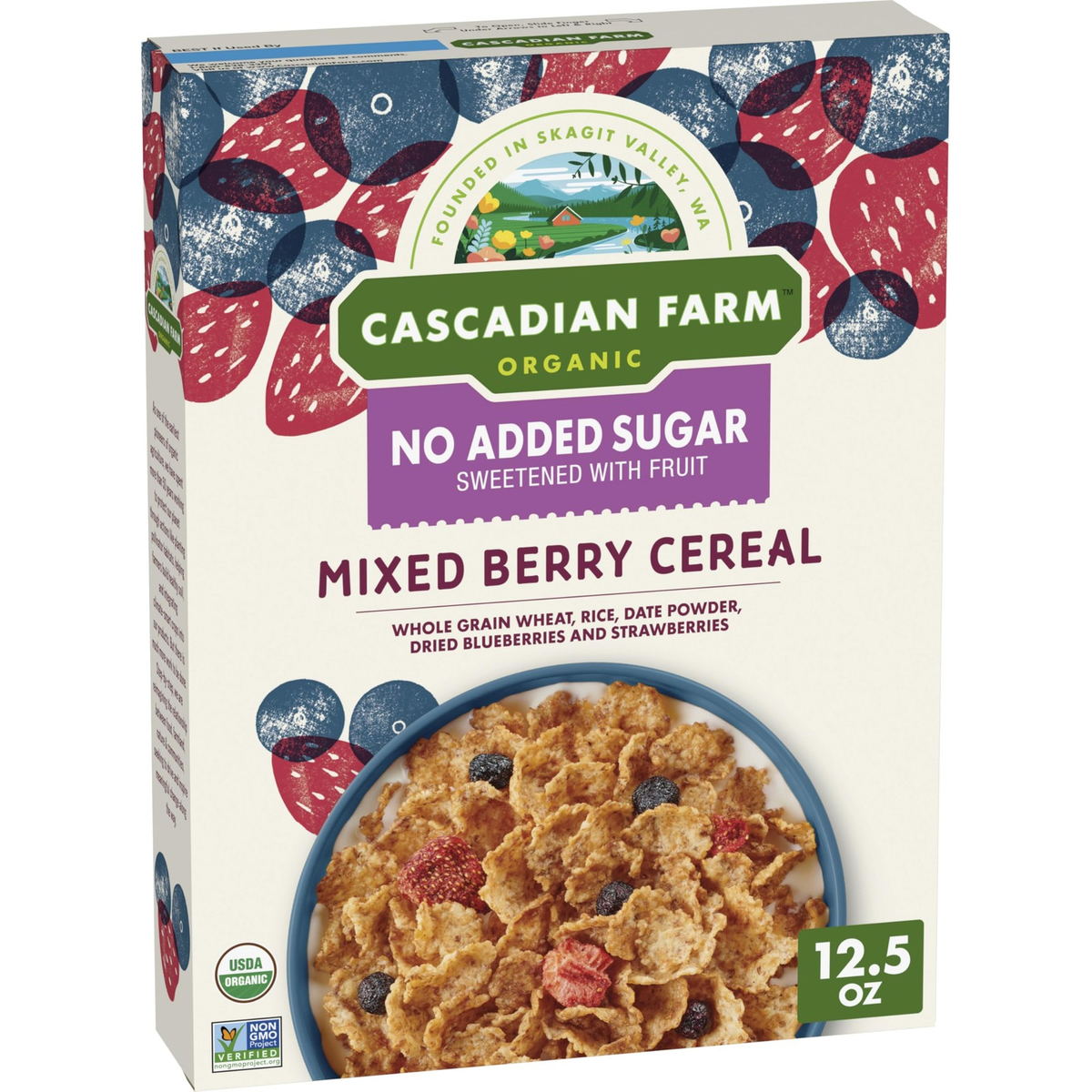 Cascadian Farm Organic No Added Sugar Mixed Berry Cereal 12.5 oz Whole Grain