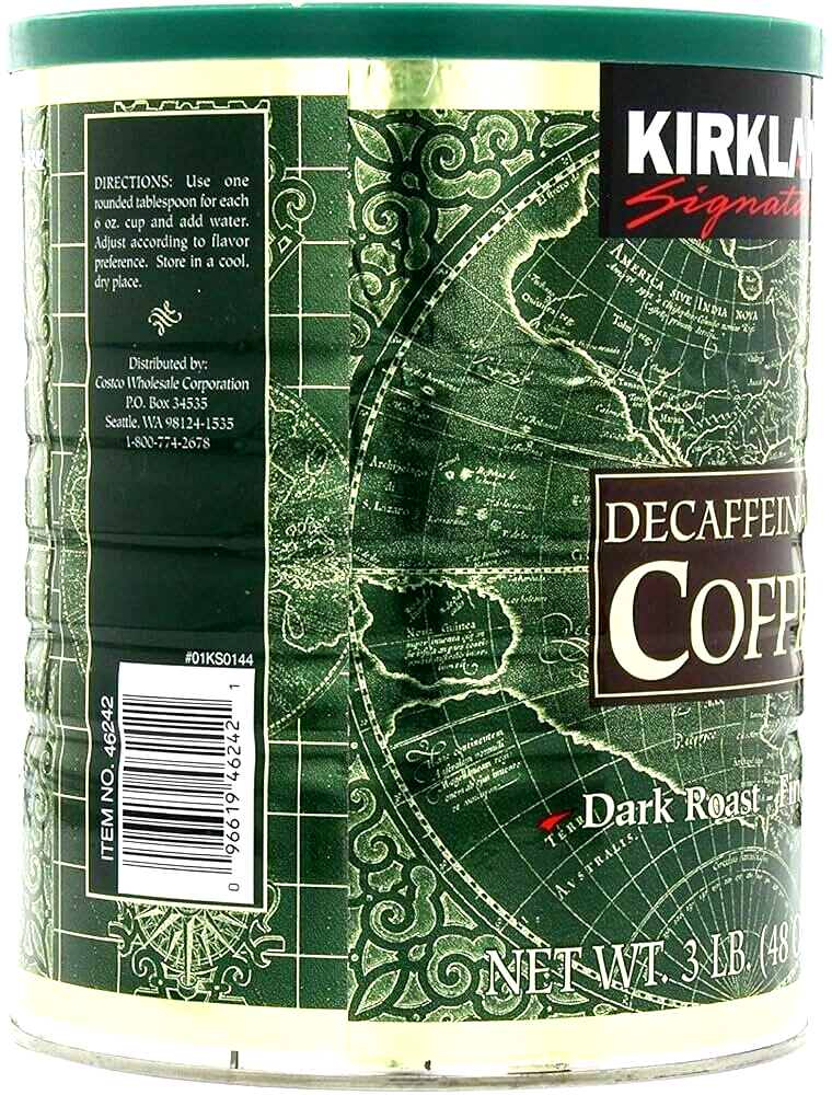 2 Packs Kirkland Signature Decaffeinated Coffee Dark Roast 3 LB Each, Total 6 LB