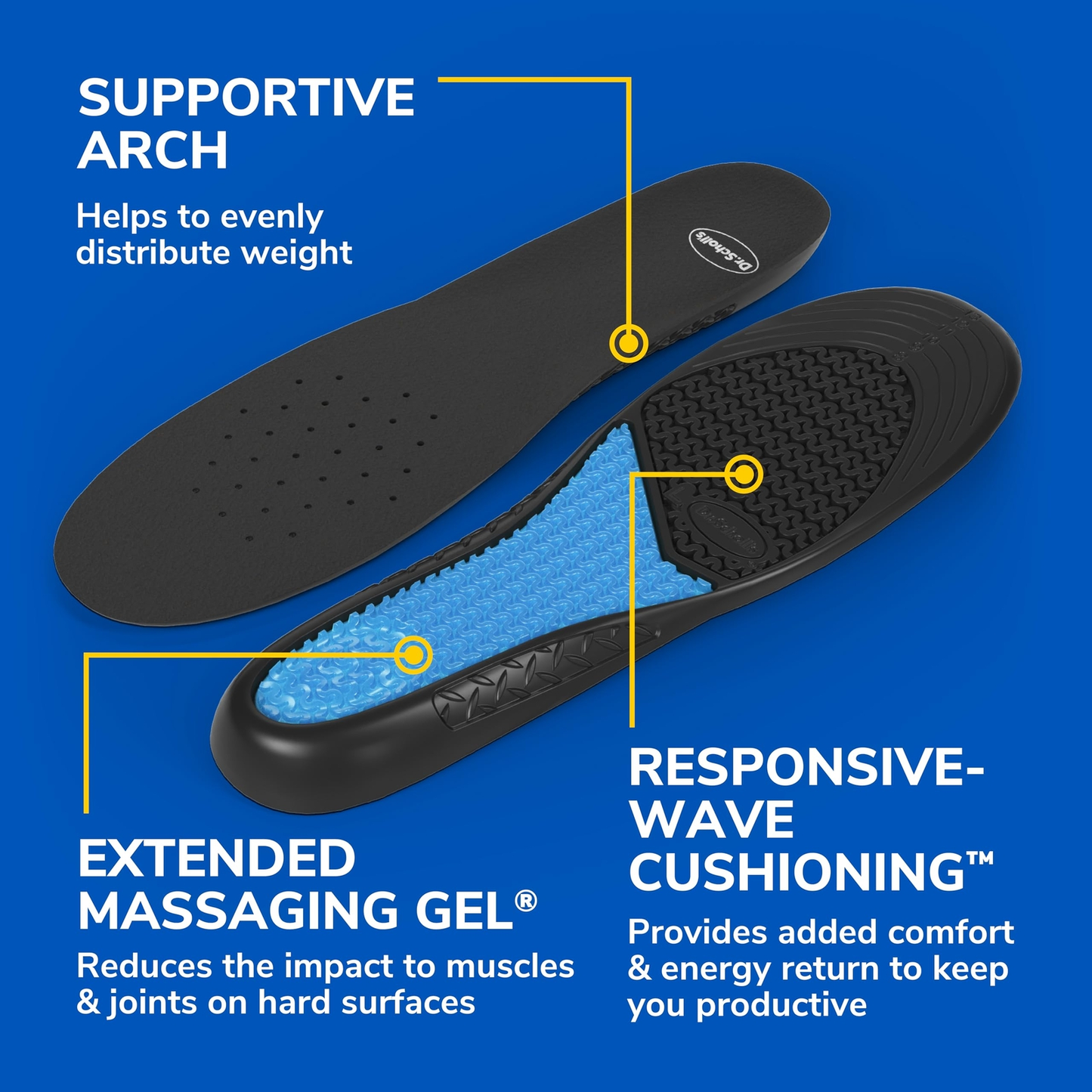 Dr. Scholls WORK Massaging Gel Advanced Insoles for Men Shoe Inserts