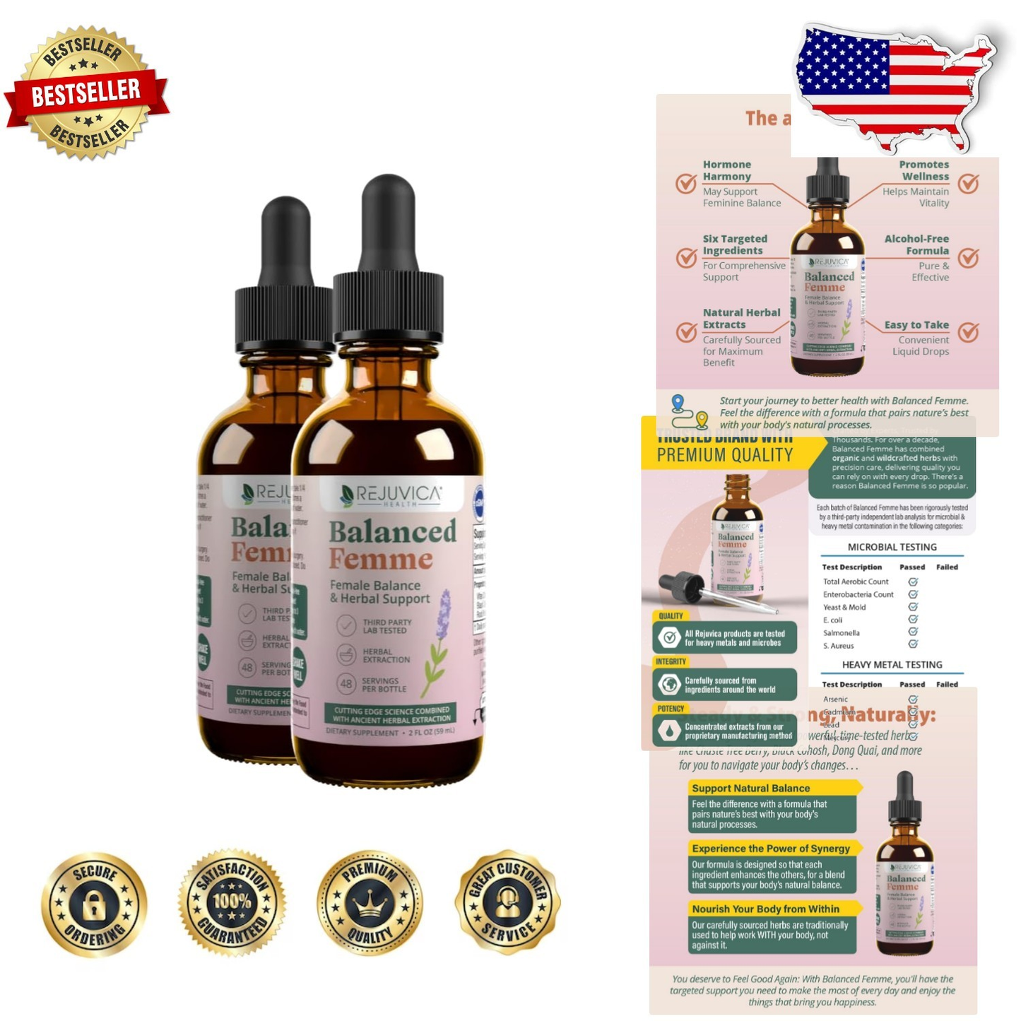 Elite Balanced Femme   - Alcohol-Free Liquid Menopause Support, Energy Boost