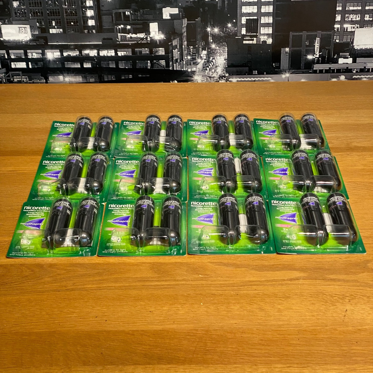 Nicorette Quickmist Cool Berry Mouthspray 150 Sprays - 12 x Duo Pack (24 Sprays-  Total Bulk Lot From UK)