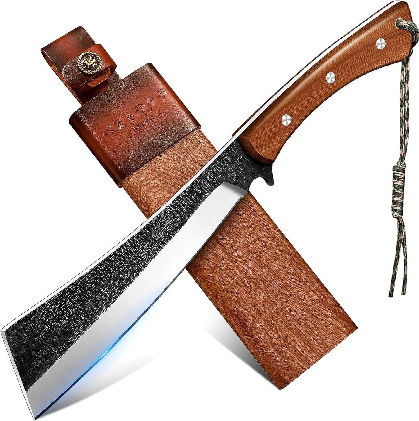 Freelander Japanese Style High Carbon Steel Machete with Red Sandalwood Ergon...