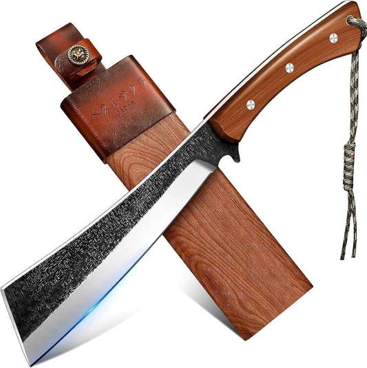 Freelander Japanese Style High Carbon Steel Machete with Red Sandalwood Ergon...
