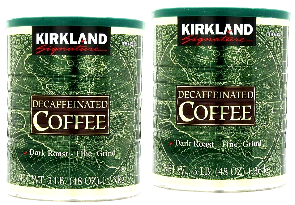 2 Packs Kirkland Signature Decaffeinated Coffee Dark Roast 3 LB Each, Total 6 LB