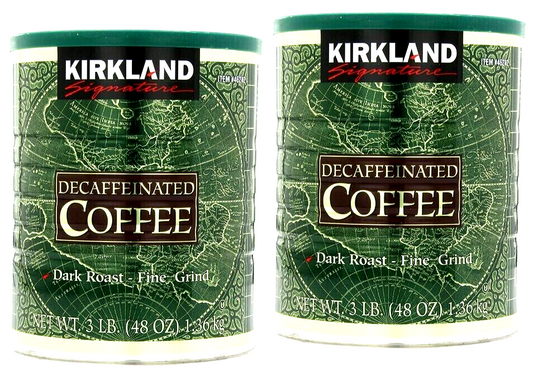 2 Packs Kirkland Signature Decaffeinated Coffee Dark Roast 3 LB Each, Total 6 LB