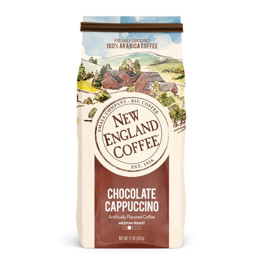 New England Coffee Chocolate Cappuccino Ground Coffee | 11 oz Bags | 3-Pack | 100% Arabica Medium Roast | FREE SHIPPING