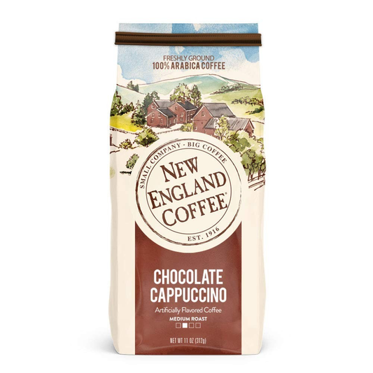 New England Coffee Chocolate Cappuccino Ground Coffee | 11 oz Bags | 3-Pack | 100% Arabica Medium Roast | FREE SHIPPING