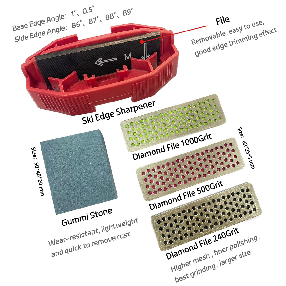 Ski & Snowboard Edge Bevel Tuning Kit | Sharpener with Diamond Files & Gummi Stone | FREE SHIPPING ⛷️🏂