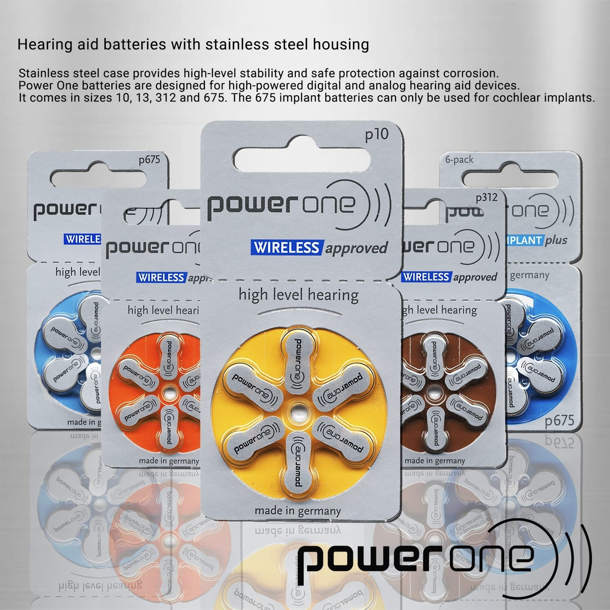 Power One Cochlear Implant Batteries 60 Pack – 10 Packs Made in Germany