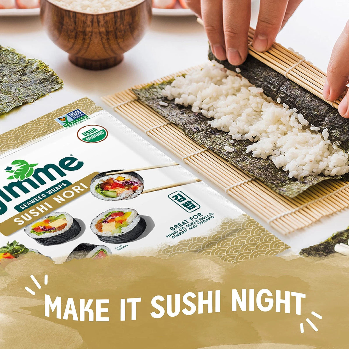 Gimme Organic Sushi Nori Seaweed Snacks 50 Count Premium Gluten Free Vegan Keto