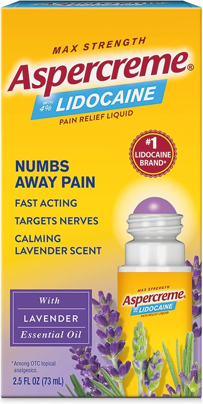 Aspercreme Essential Oils Lidocaine Pain Relief Roll On 2.5 Oz