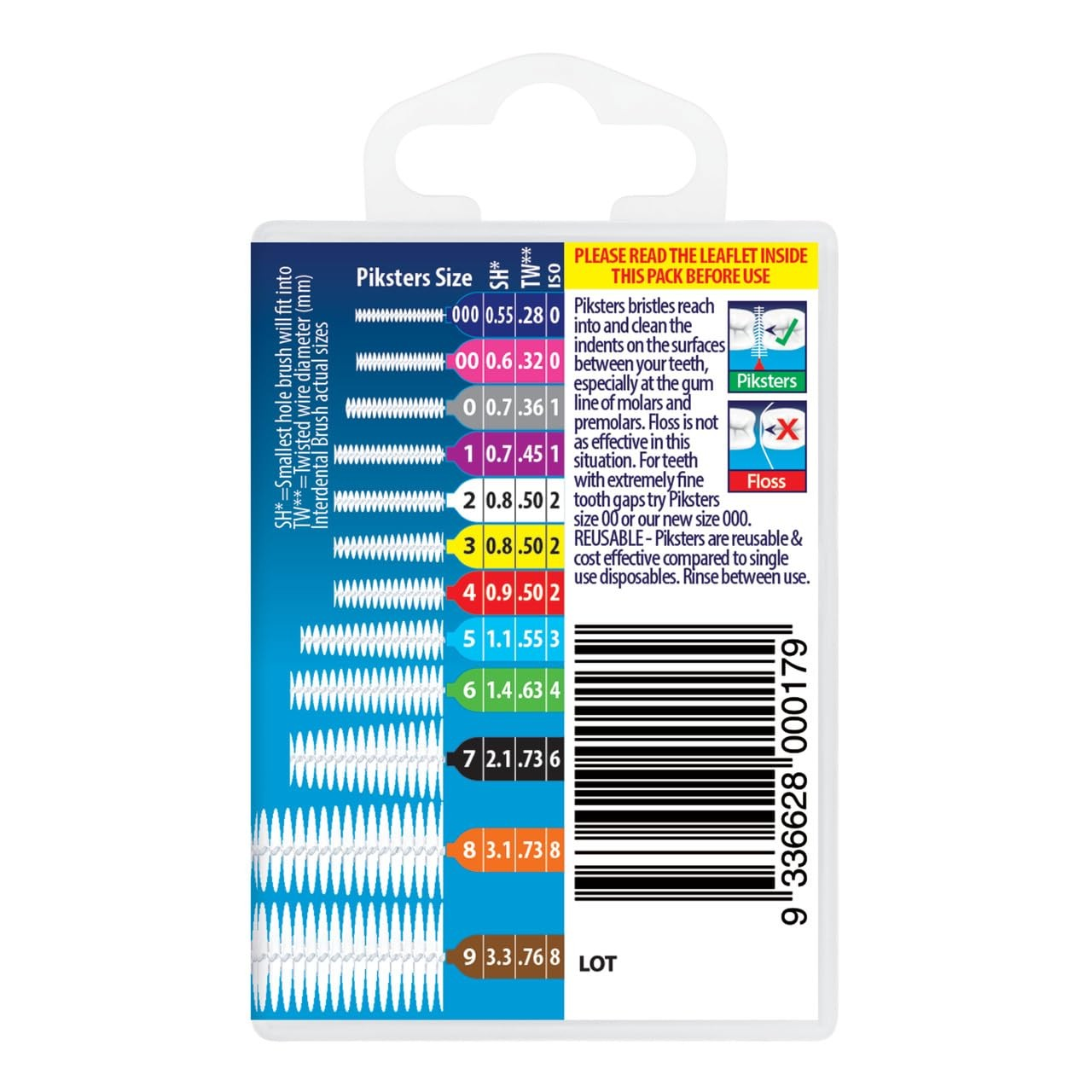 Piksters Interdental Brushes (40 Pack, Size 7 (Black))