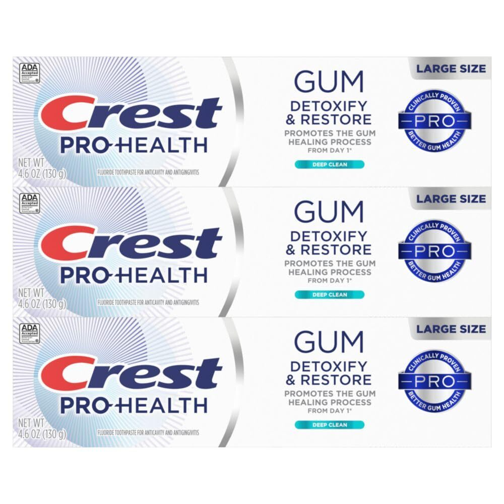 Crest Pro Health Gum Detoxify Restore Toothpaste Pack of 3 4.6 Ounce Tubes Free Shipping