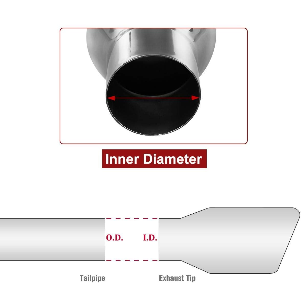 Upower Pack of 2 Exhaust Tips – 2.5" Inlet, 4" Outlet, 9" Long, 304 Stainless Steel
