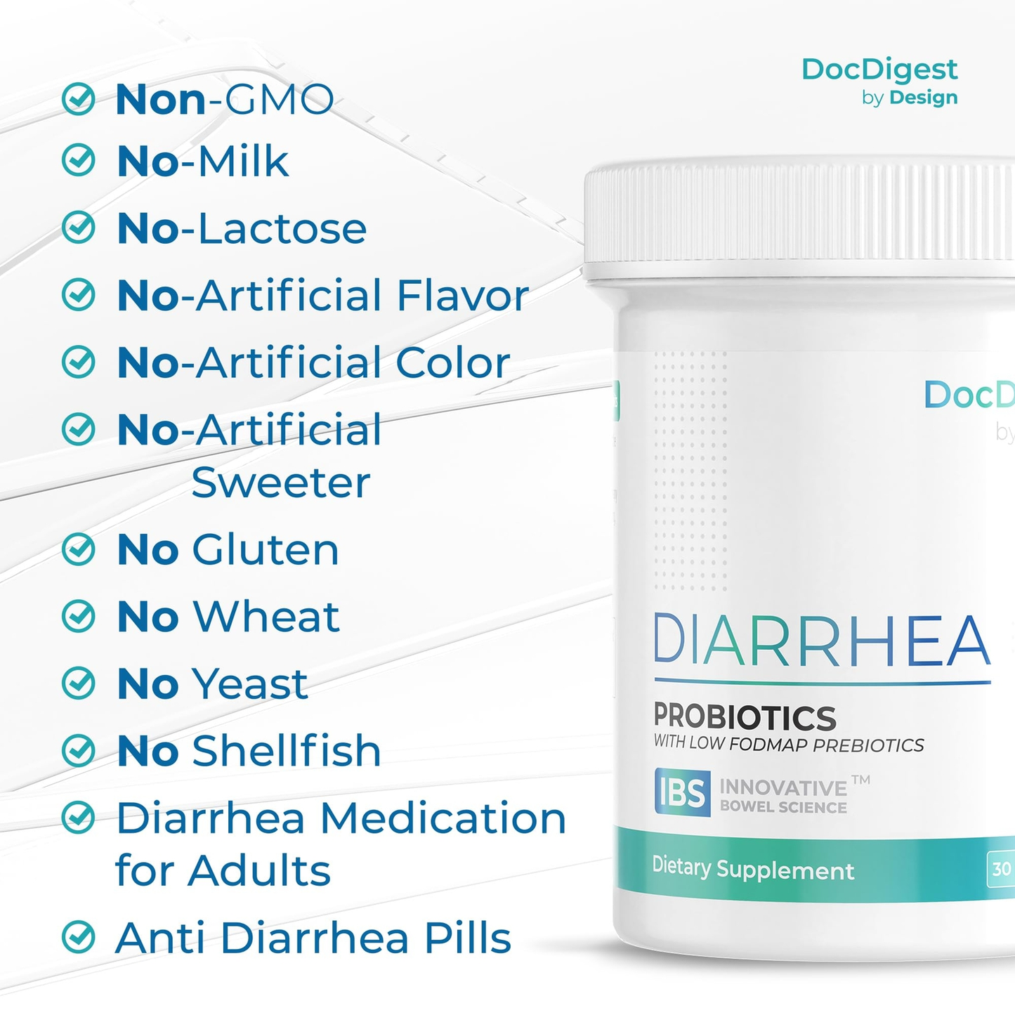 IBS Diarrhea Relief Probiotic Anti Diarrheal Pills for Adults IBS-D Support