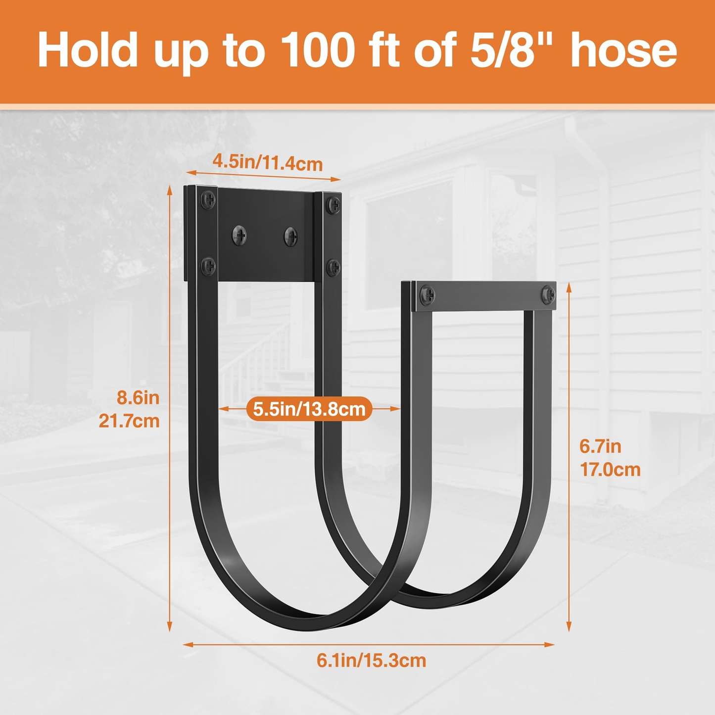 Garden Hose Holder Wall Mount – Durable Metal Water Hose Hanger for Outdoor Storage