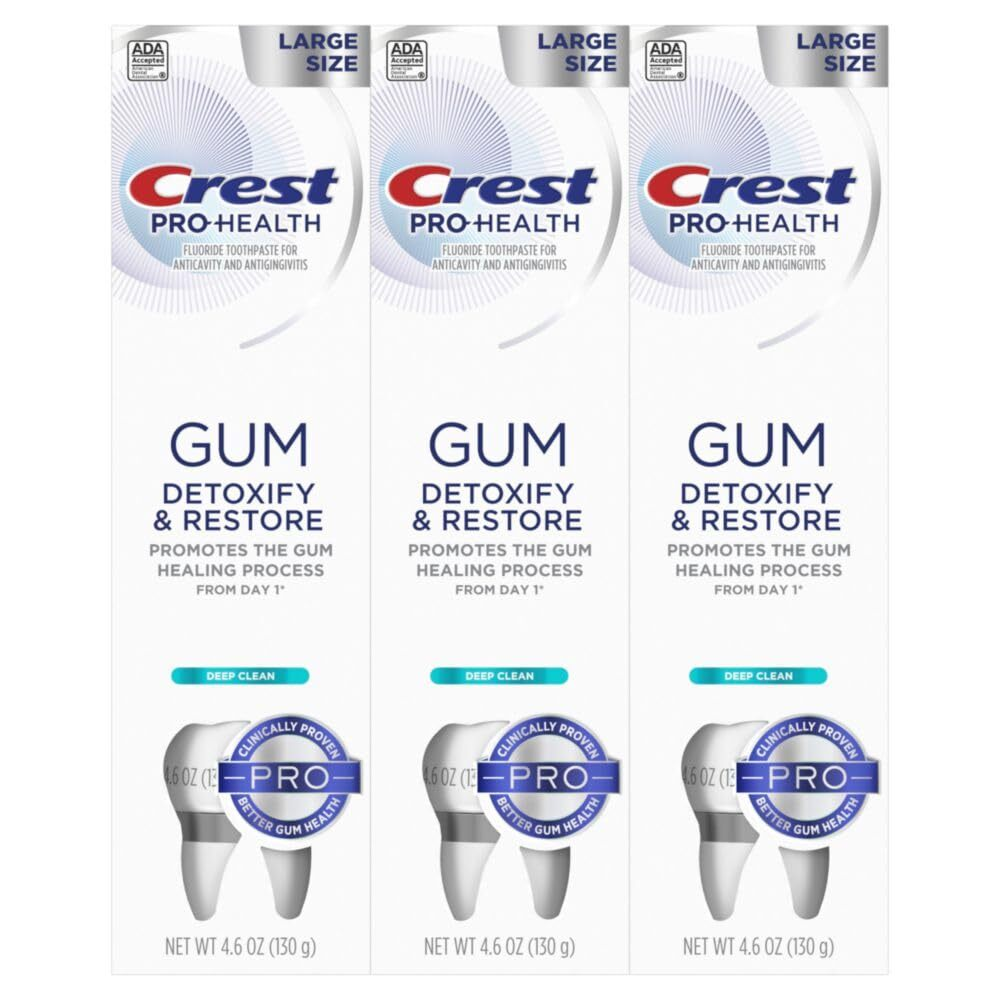 Crest Pro Health Gum Detoxify Restore Toothpaste Pack of 3 4.6 Ounce Tubes Free Shipping
