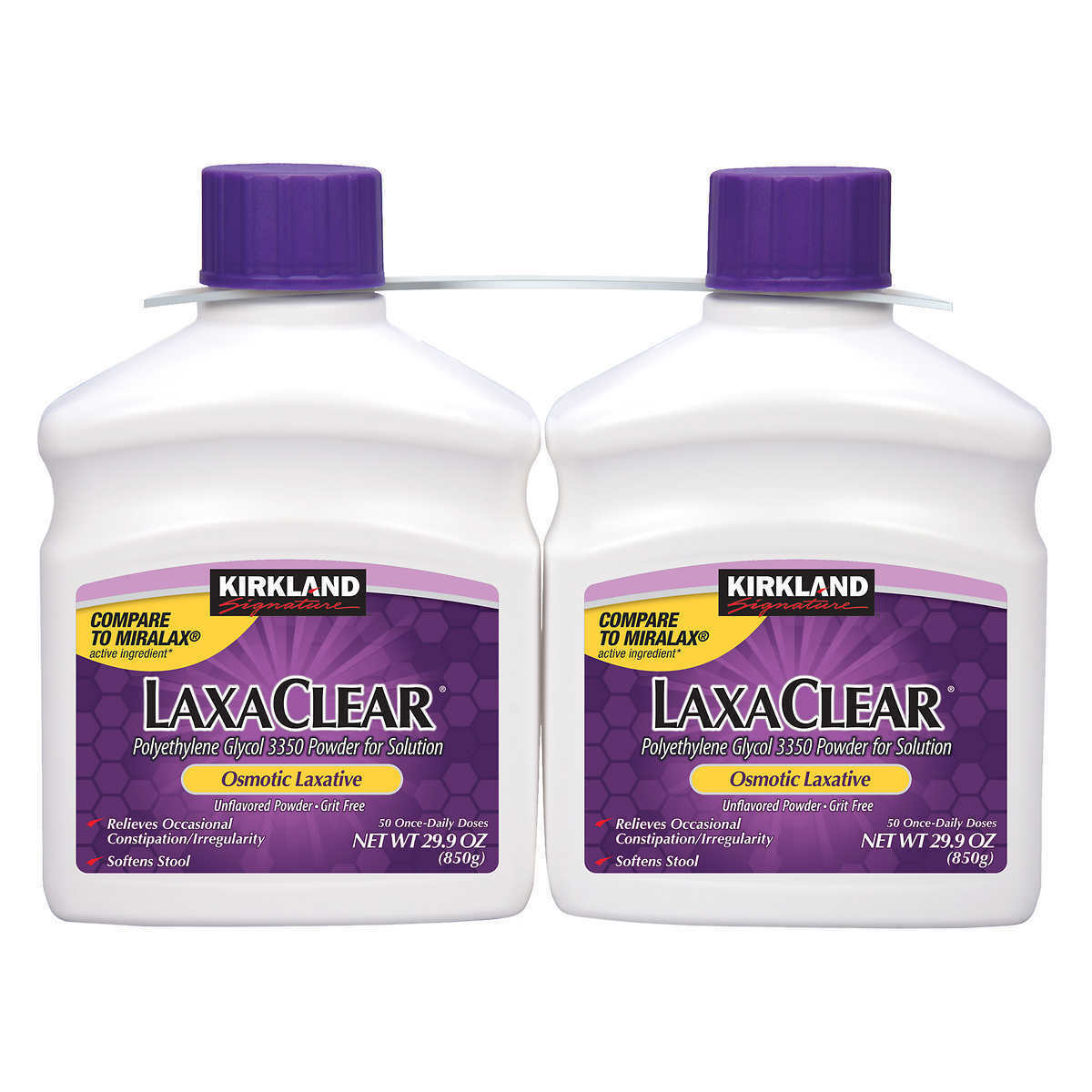 Kirkland Signature LaxaClear 100 Doses Polyethylene Glycol 3350 Powder Laxative