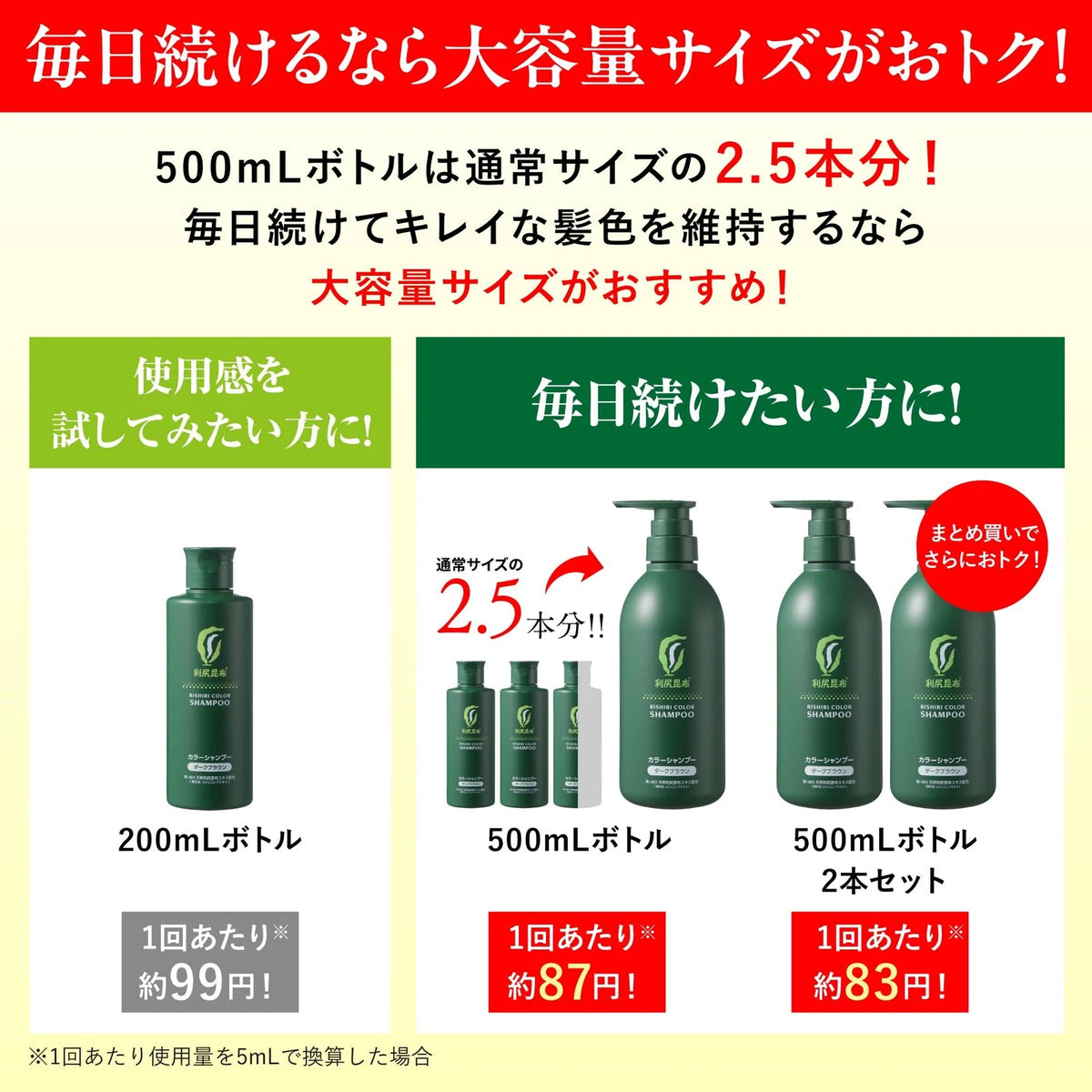 Sastty Rishiri Color Shampoo & Conditioner Dark Brown 500ml Set with Bonus Item