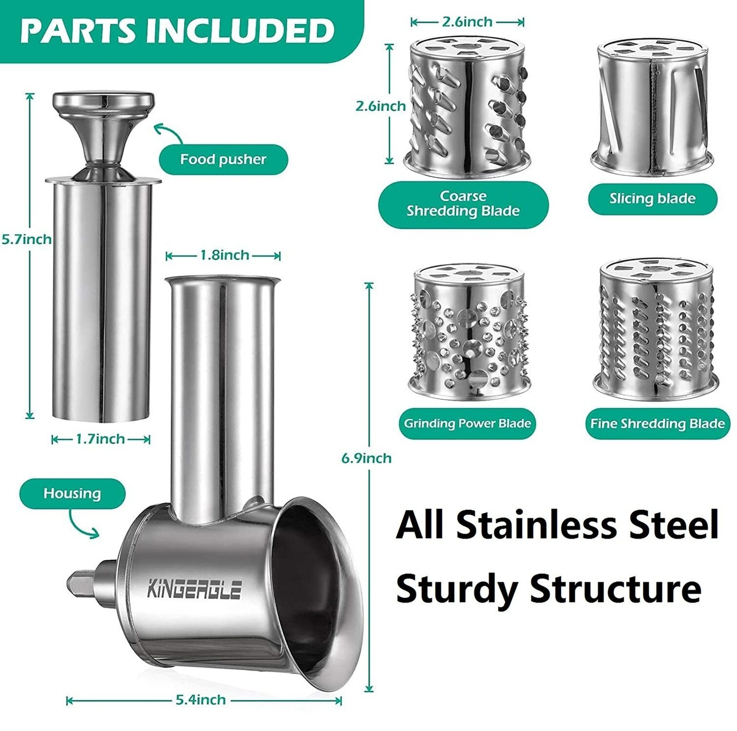 Stainless Steel Slicer Shredder Attachment for KitchenAid Mixer, Cheese Grate...