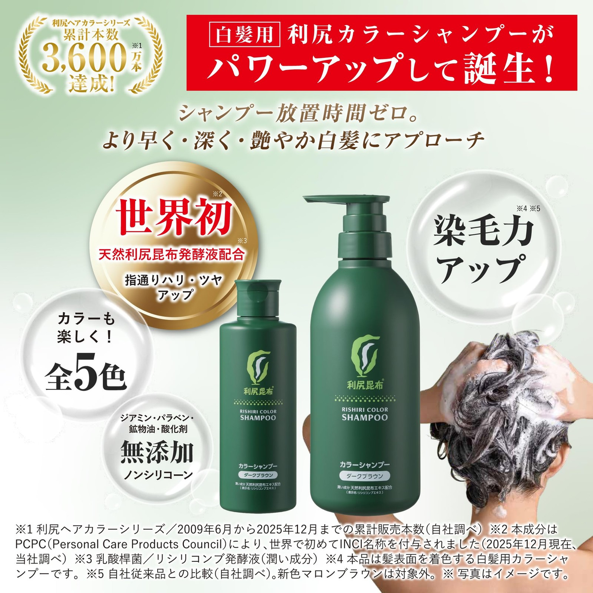 Sastty Rishiri Color Shampoo & Conditioner Dark Brown 500ml Set with Bonus Item