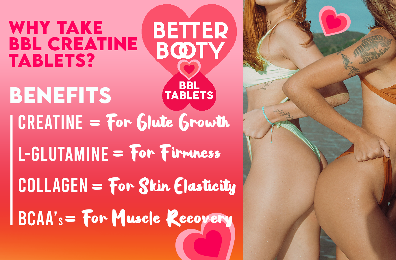 Better Booty BBL Tablets for Women with Creatine – Perfect Peach Glute Builder 45 Capsules | Free Shipping