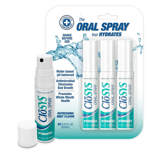 3pk CloSYS Oral Breath Spray Mint Sugar Free pH Balanced for Bad Breath 0.31oz