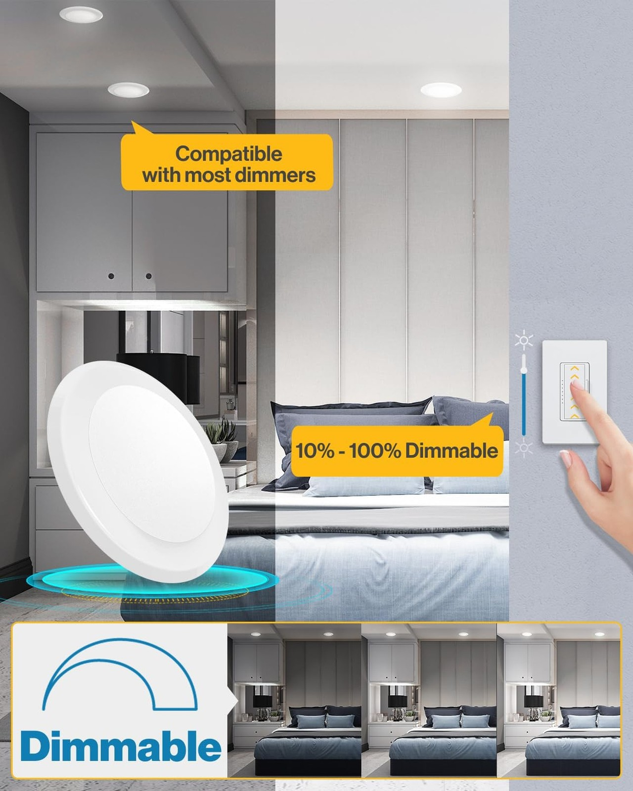 Sunco 6-Inch LED Disc Ceiling Light Flush Mount Recessed Can Light 15W Dimmable 5000K