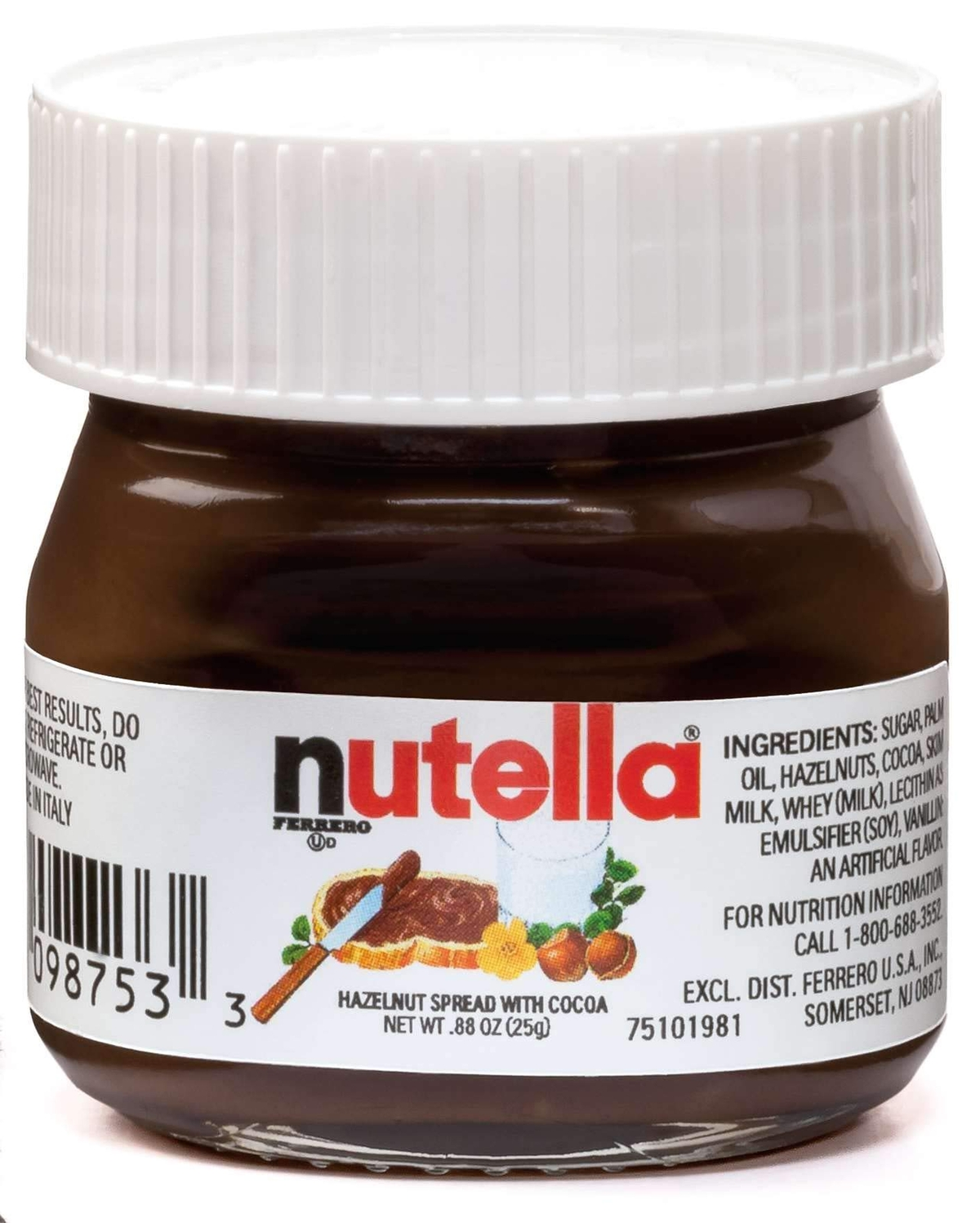 Nutella Hazelnut Spread with Cocoa Pack of 64 Mini 0.88 Oz Glass Jars