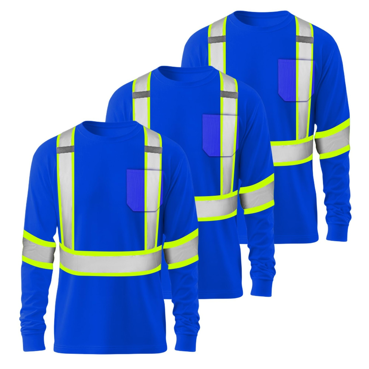 Hi-Vis Heavy Duty Men's Long Sleeve Reflective Safety T-Shirt (Free Shipping)