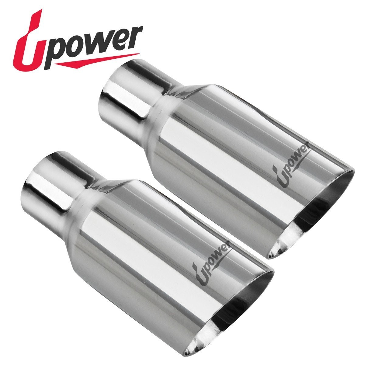 Upower Pack of 2 Exhaust Tips – 2.5" Inlet, 4" Outlet, 9" Long, 304 Stainless Steel
