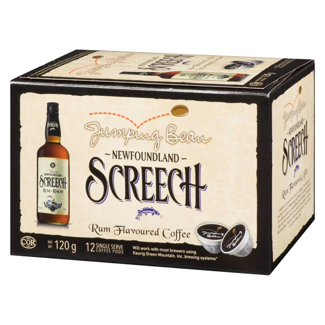 Jumping Bean Newfoundland Screech Rum Flavored Coffee Pods | 12 Count | 100% Arabica | Canadian Coffee | FREE SHIPPING ☕🇨🇦