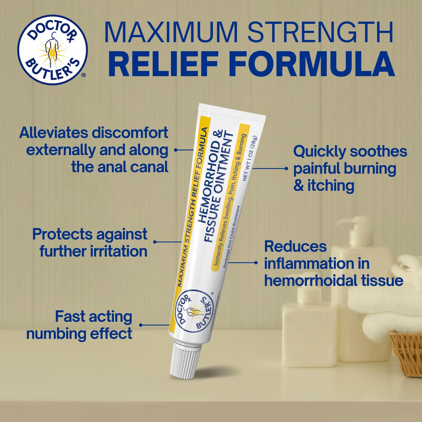Doctor Butler's Hemorrhoid & Fissure Ointment 1 oz – Soothing Rectal Care Treatment | Free Shipping