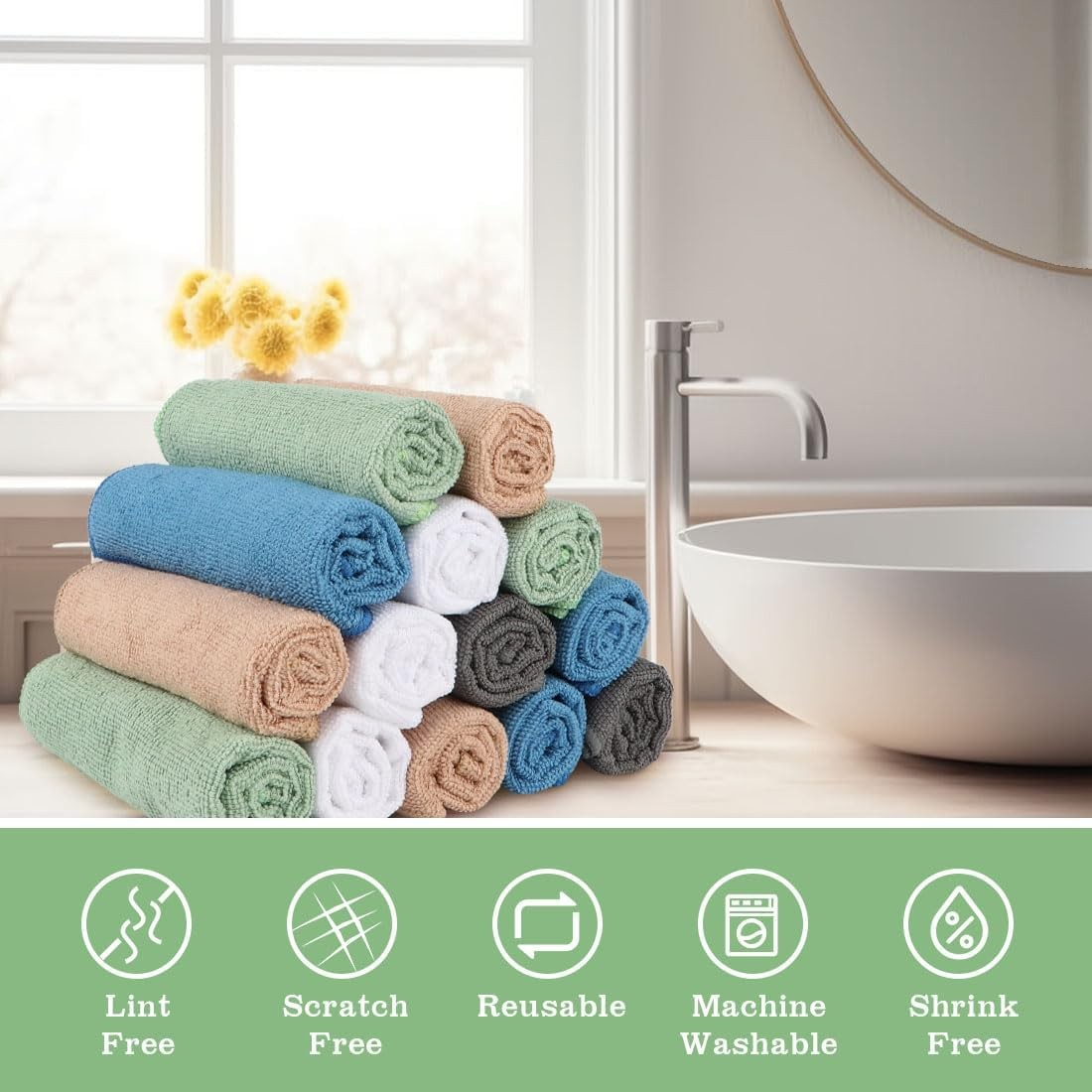 Washcloths Bulk 100 Pack Face Towels 12" x 12" Highly Soft Wash Cloths & Hand