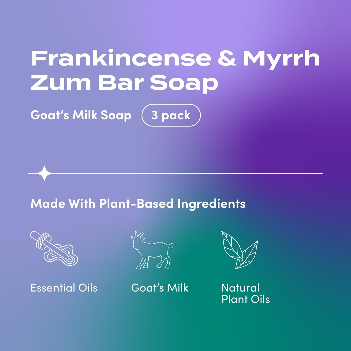 Zum Bar Goat's Milk Soap Frankincense & Myrrh | 3 oz Bars | 3-Pack | Handmade Soap | FREE SHIPPING 🧼🌿