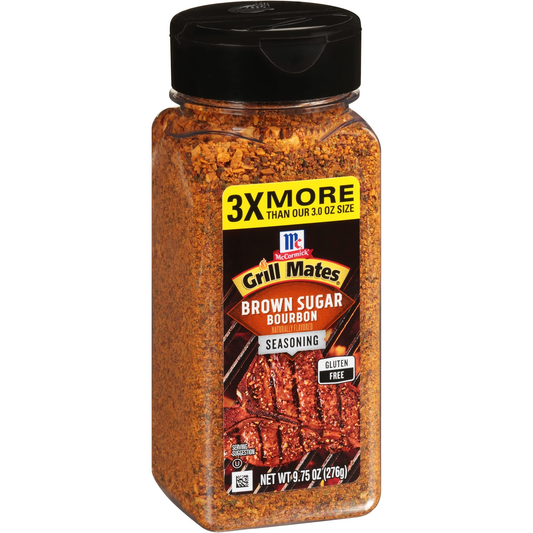 McCormick Grill Mates Brown Sugar Bourbon Seasoning 9.75 oz Sweet Smoky BBQ Rub for Meat & Seafood