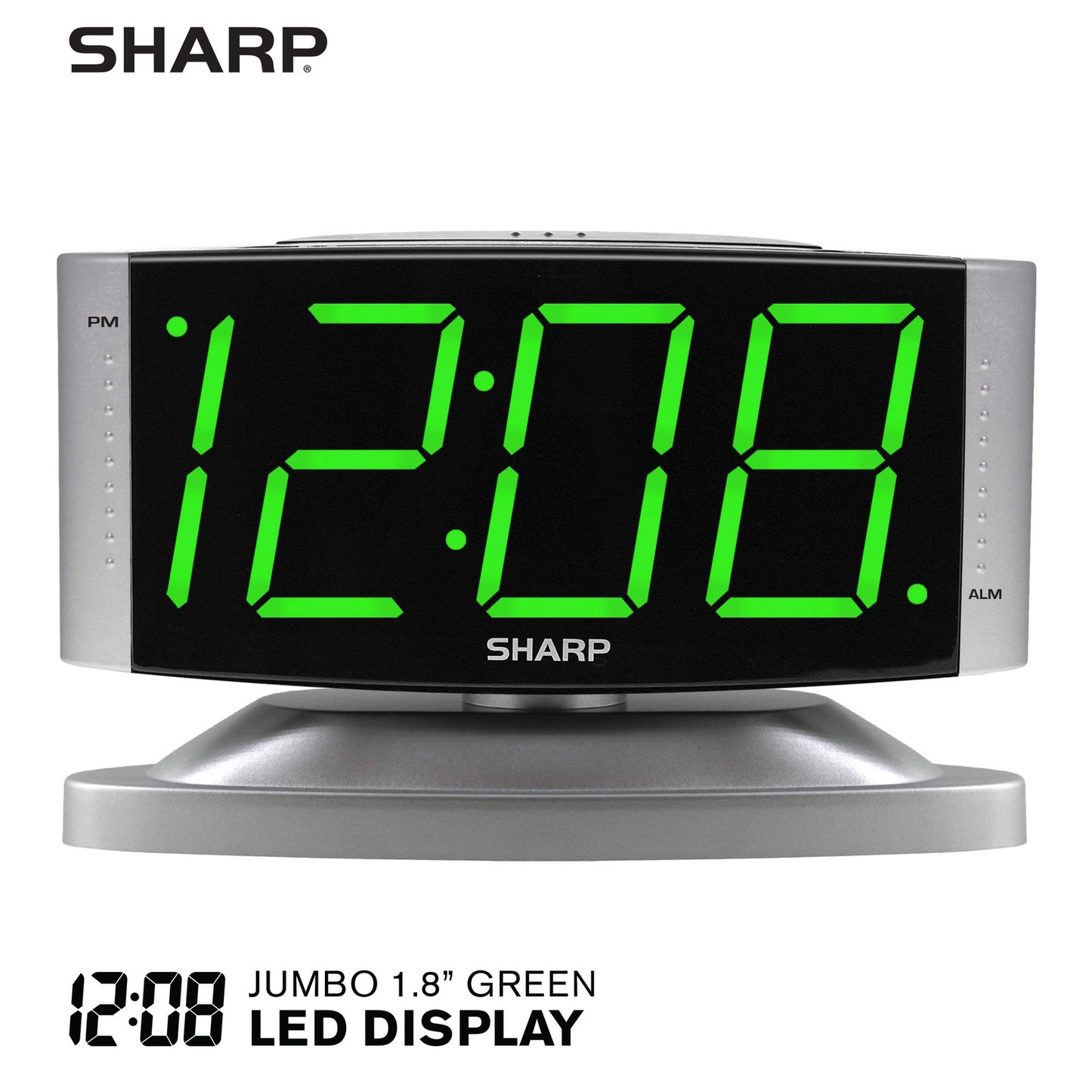 SHARP Home LED Digital Alarm Clock with Swivel Base Outlet Powered Easy Read Display Free shipping
