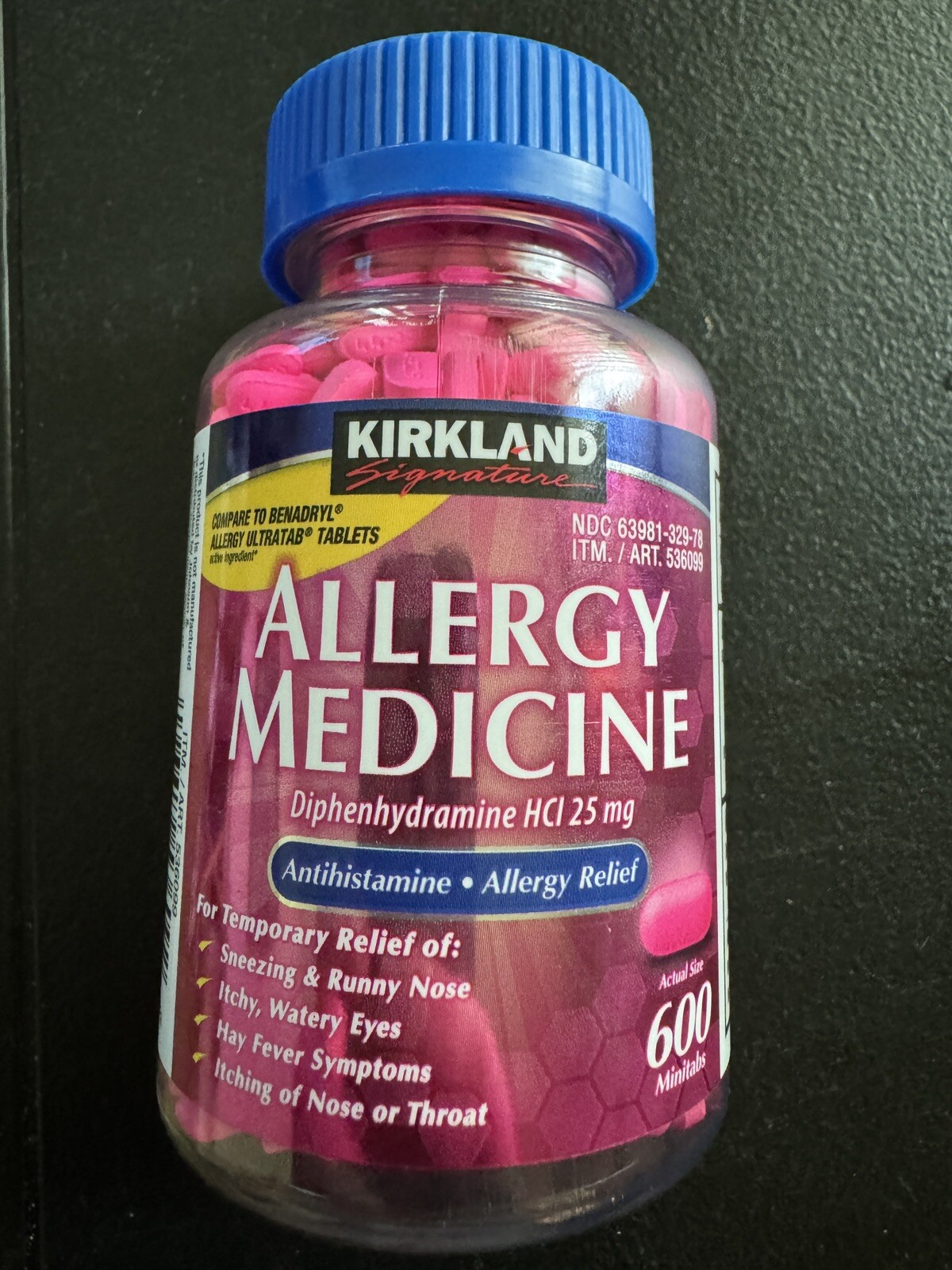 Kirkland Signature Benadryl Allergy Relief Tablets 25mg – Diphenhydramine Antihistamine