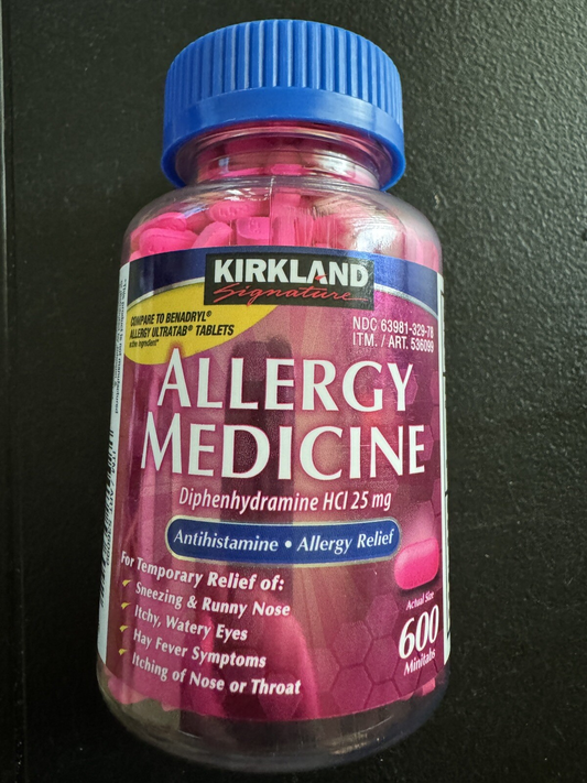 Kirkland Signature Benadryl Allergy Relief Tablets 25mg – Diphenhydramine Antihistamine