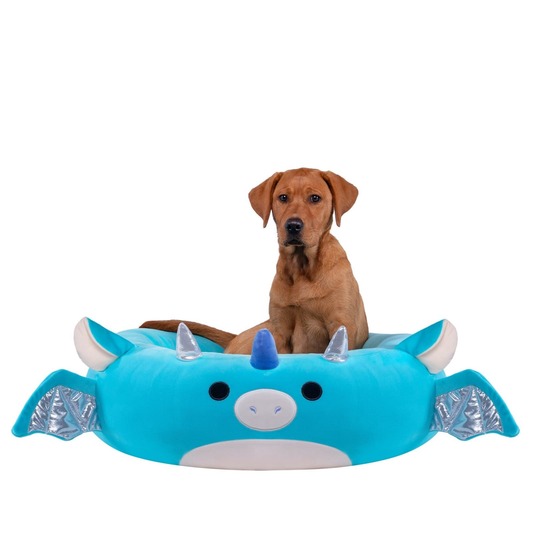 Squishmallows Tatiana the Dragon Pet Bed | 30-Inch Blue Bolster Bed for Dogs & Cats | Non-Skid | FREE SHIPPING 🐉