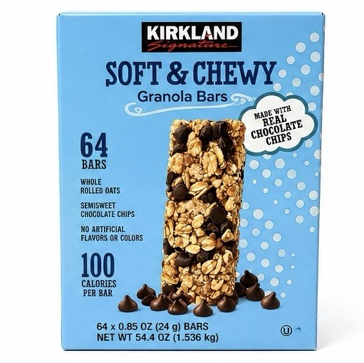 Kirkland Signature Soft & Chewy Granola Bars Chocolate Chip 64 Count 1.54 kg